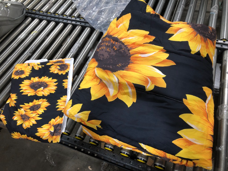 Photo 1 of 3PC SUNFLOWER BLACK BED SET- (2) PILLOW CASE- COMFORTER