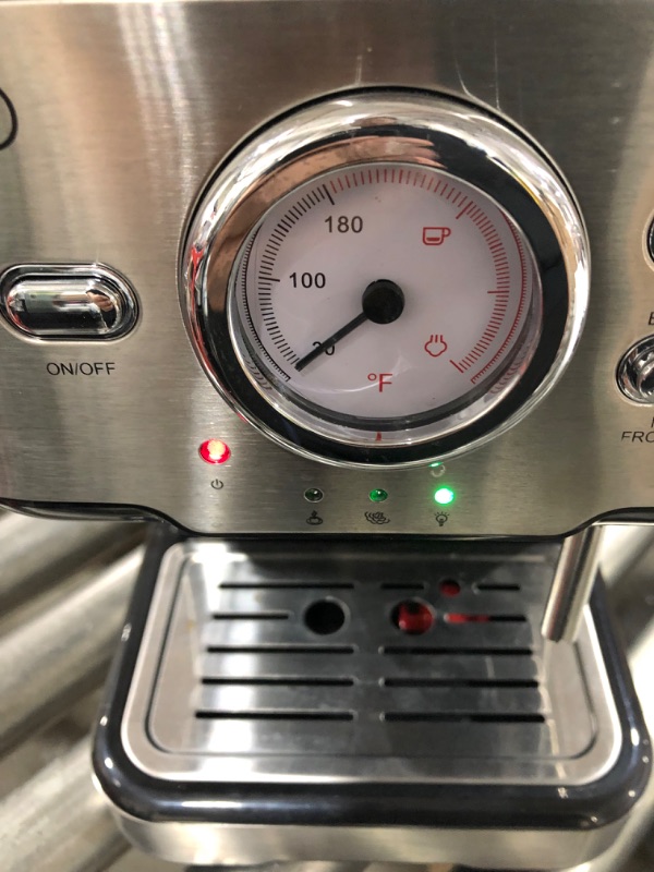 Photo 3 of Gevi Espresso Machine 15 Bar Coffee Machine with Foaming Milk Frother Wand for Espresso, Cappuccino, Latte and Mocha, Steam Espresso Maker For Home Barista, Adjustable Milk Frothing and Double Temperature Control System, Stainless Steel, 1100W
