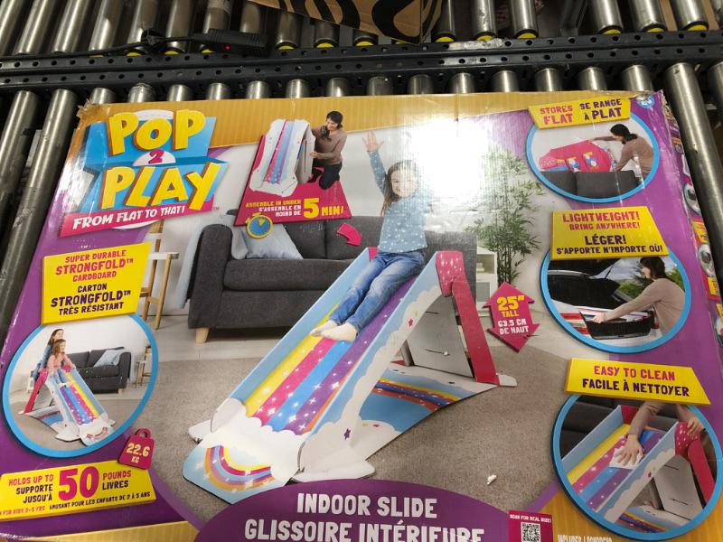 Photo 1 of Pop2Play Kids Slide Indoor Playground for Toddlers – StrongFold Technology Cardboard Toddler Slide (Rainbow)