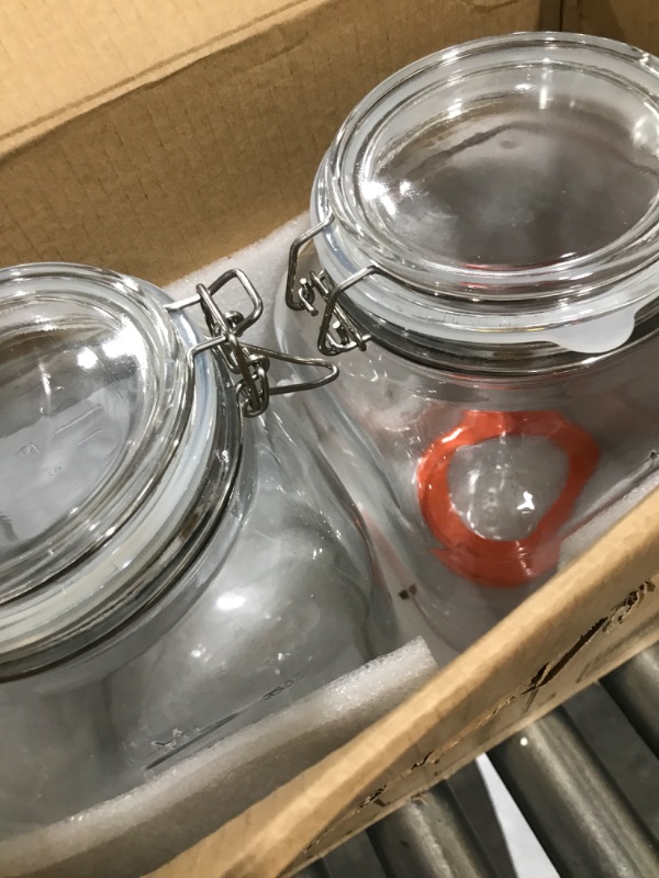Photo 1 of [UPGRADE] 2 Pack Square Super Wide Mouth Airtight Glass Storage Jars with Lids, 1.1 Gallon Glass Jars with 2 Measurement Marks, Canning Jars with Leak-proof Lid for Kitchen(Extra Label, Pen and Gasket)