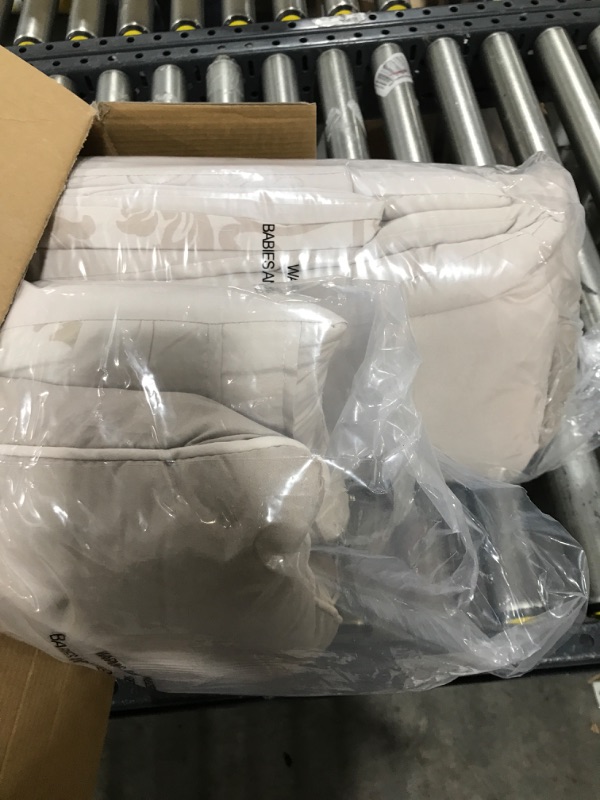 Photo 1 of 510 DESIGN Luxe Quilted Comforter Set Modern Transitional Design, All Season Down Alternative Warm Bedding Matching Shams, Bedskirt, Decorative Pillow, Queen, Ramsey Damask Neutral Ramsey Damask Neutral Queen
