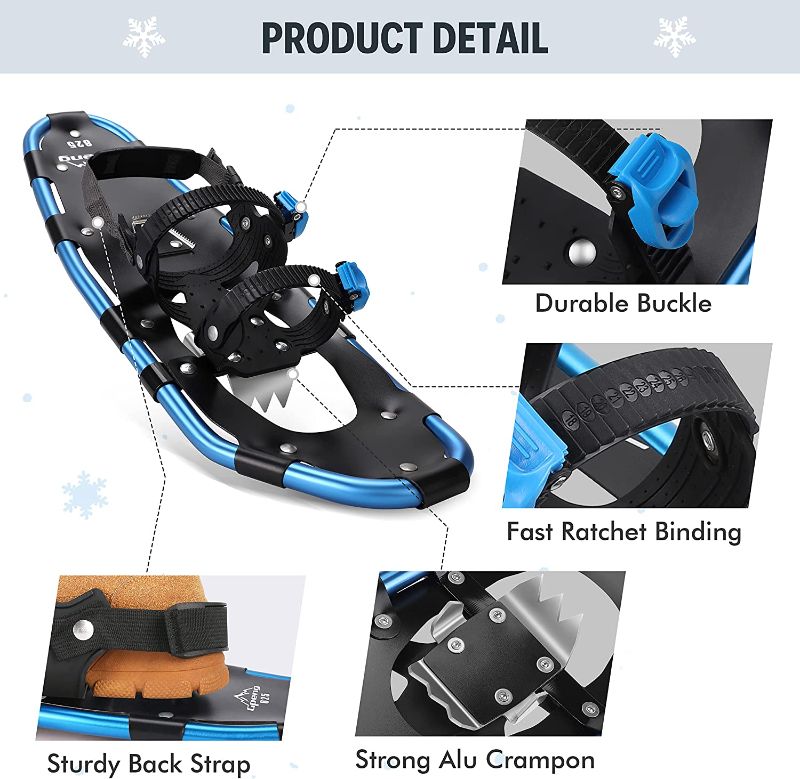 Photo 1 of  Lightweight Snowshoes for Men Women Youth Kids, Aluminum Alloy Terrain Snow Shoes with Trekking Poles and Carrying Bag