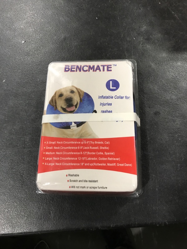 Photo 2 of Bencmate Protective Inflatable Collar for Dogs and Cats - Soft Pet Recovery Collar Does Not Block Vision E-Collar, Large Fits Neck Circumference 12 - 18