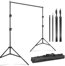 Photo 1 of Julius Studio 10 ft. Photography Photo Background Support Stand System with 6 x 9 ft. White Photo Backdrop and String Holders