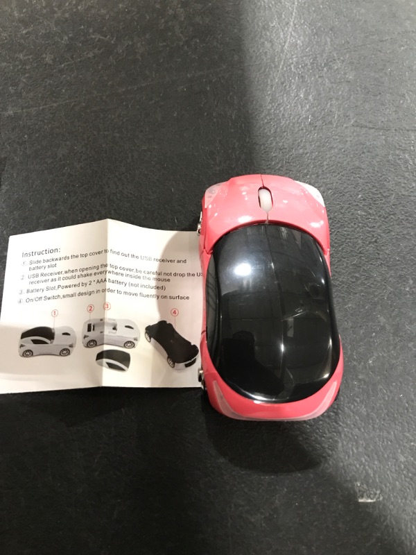 Photo 2 of ASHATA 2.4G Wireless Mouse Car Mouse with USB Reciver 1600DPI Optical Mouse for PC Computer Laptop Tablet, High Precision Cute Mouse for Win XP/Vista/Win7/ME/2000/for Mac OS (Pink)
