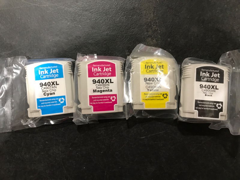 Photo 2 of InkjetsClub's Remanufactured Ink Cartridge Replacement for 4 Pack - HP 940XL High-Yield Ink Cartridge Value Pack. Includes 1 Black, 1 Cyan, 1 Magenta and 1 Yellow Compatible Ink Cartridges