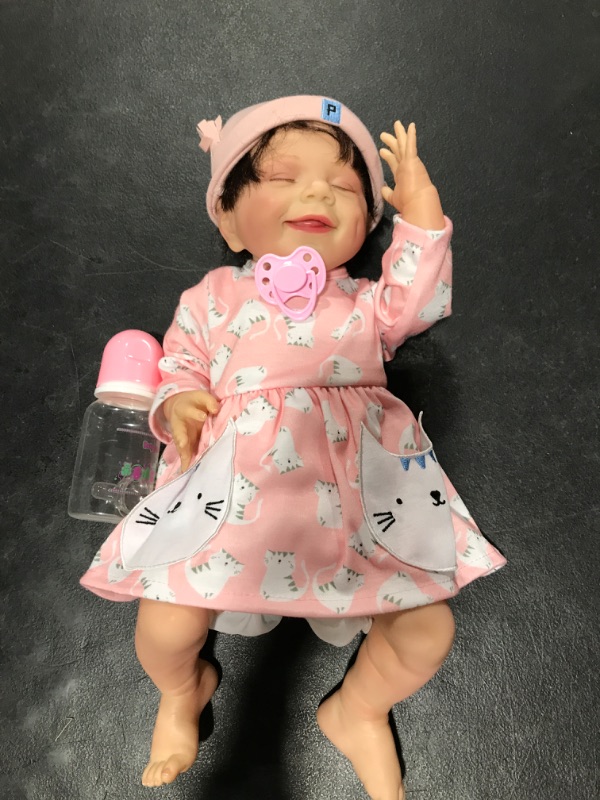 Photo 2 of Eurebao Reborn Baby Dolls Silicone Full Body Girl, 18in Realistic Vinyl Silicone Baby, Lifelik Washable Girl Doll, Body Poseable Real Life Baby Dolls Best Birthday Set Girls Age 3+,3-5 Days delivery