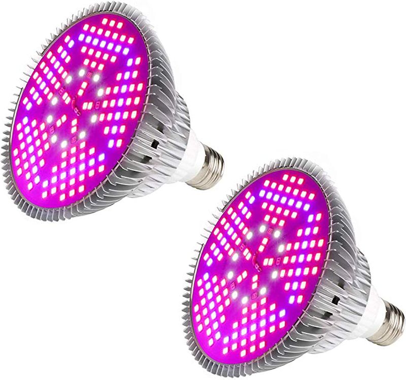 Photo 1 of [Pack of 2] 100W Led Plant Grow Light Bulb, Full Spectrum 150 LEDs Indoor Plants Growing Light Bulb Lamp for Vegetables Greenhouse and Hydroponic, E26 E27 Base Grow Light Bulbs, AC 85~265V
