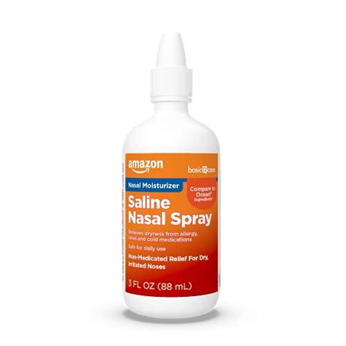 Photo 1 of Amazon Basic Care Premium Saline Nasal Moisturizing Spray, 3 Fluid Ounces,Clear