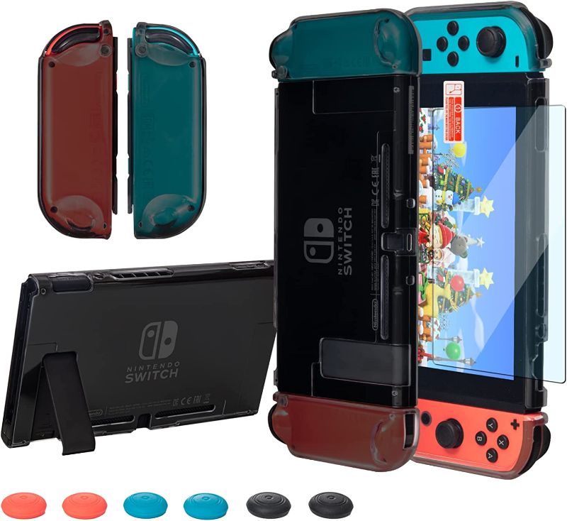 Photo 1 of 
Switch Dockable Case, Switch Protective Case with Soft TPU Grip Case for Joy-Con, Switch Tempered Glass Screen Protector and 6 Thumb Stick Caps - Black