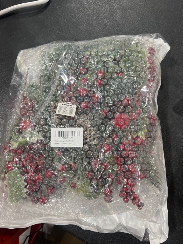 Photo 2 of 16 Pack Artificial Christmas Picks Assorted Red Berry Picks Stems Faux Pine Picks Spray with Pinecones Apples Holly Leaves for Christmas Floral Arrangement Wreath Winter Holiday Season Décor