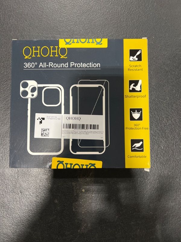 Photo 1 of [5 in 1] QHOHQ for iPhone 14 Pro Max Case, with 2X Screen Protector + 2X Camera Lens Protector, Soft Silicone Military Shockproof Slim Thin Phone Case 6.7 inch for Men and Women, Black