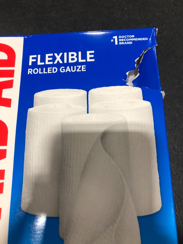 Photo 2 of Band-Aid Brand of First Aid Products Flexible Rolled Gauze Dressing for Minor Wound Care, Soft Padding and Instant Absorption, Sterile Kling Rolls, 4 Inches by 2.1 Yards, Value Pack, 5 ct