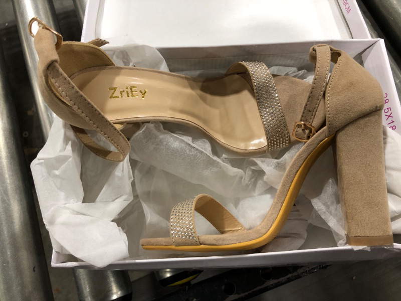 Photo 1 of 6M ZriEy rhinestone heels in velvet nude