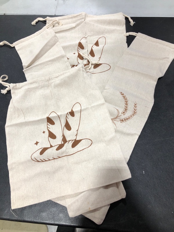 Photo 2 of 4 Packs Linen Bread Bags for Homemade Bread, Unbleached, Reusable Bread Storage Bakery & Baguette