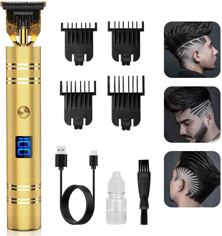 Photo 1 of Hair Clippers for Men, Professional Hair Trimmer Barber Clippers Beard Trimmer Hair Cutting Kit Rechargeable T Outliner Shaver Zero Gapped Haircut Grooming Kit Gifts for Men Gold