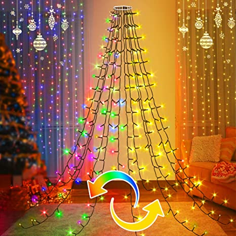 Photo 1 of 2-in-1 Christmas Tree Lights Decorations, Christmas String 420LED 9.84ftX14 Lines Waterfall Tree Lights,11 Modes & Timer Waterproof String Lights for Outdoor & Indoor 5ft- 7ft Tree Decor https://a.co/d/3HMZBfF