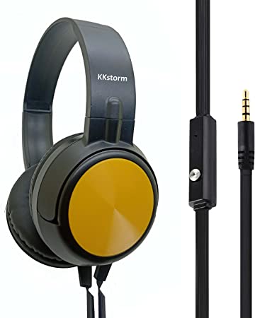 Photo 1 of kkstorm Headphones Kids Wired Headphones: Kids Headphones Bulk Kids Wired School Headphones Lightweight Microphone (906B Yellow mic1 PCAK)
