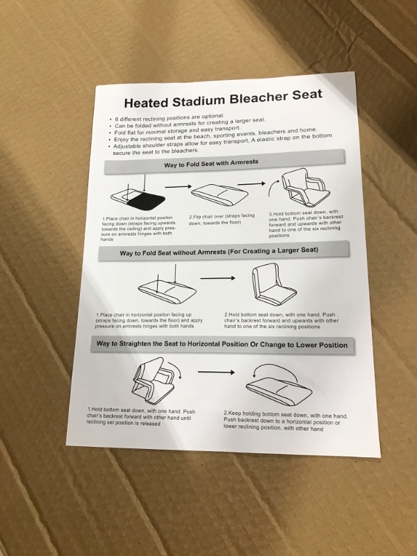 Photo 6 of ACELETIQS Wide Double Heated Stadium Seats for Bleachers with Back Support – USB Battery Included - Upgraded 3 Levels of Heat - Foldable Chair - Cushioned, 4 Pockets, Cup Holder - Camping, Games
