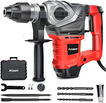 Photo 1 of AOBEN 1-1/4 Inch SDS-Plus Rotary Hammer Drill with Vibration Control and Safety Clutch,13 Amp Heavy Duty Demolition Hammer for Concrete-Including 3 Drill Bits,Flat Chisels, Point Chisels.
