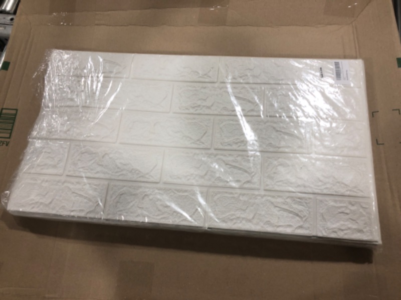Photo 1 of 10-Pack 57.5 Sq.Ft Faux Brick Panels 3D for Wall Décor Peel and Stick in White