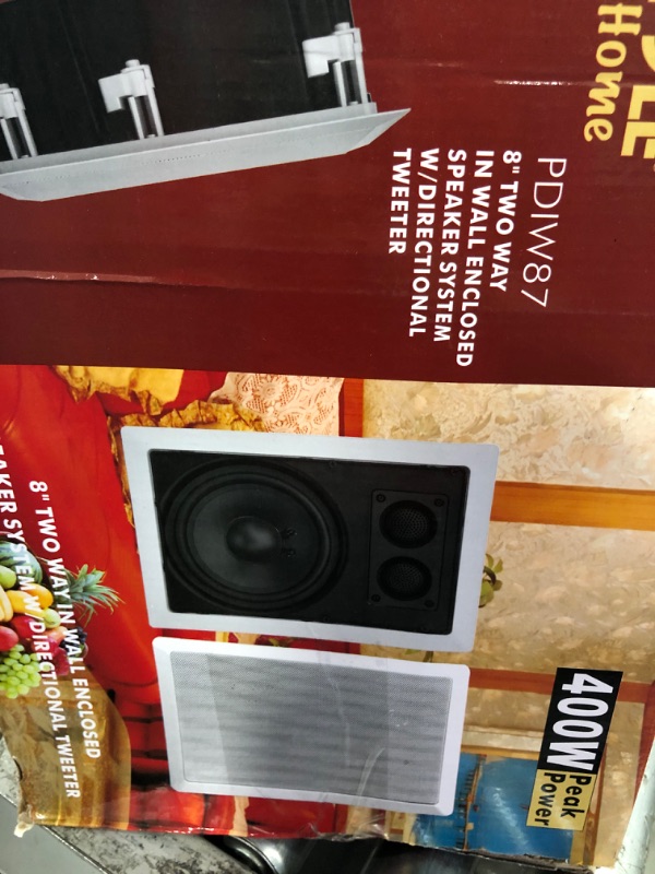 Photo 2 of Ceiling Wall Mount Enclosed Speaker - 400 Watt Stereo In-wall / In-ceiling 8" Enclosed Full Range Deep Bass Speaker System - 50Hz-20kHz Frequency Response, 4-8 Ohm, Flush Mount - Pyle PDIW87 White 8.0 in Speaker