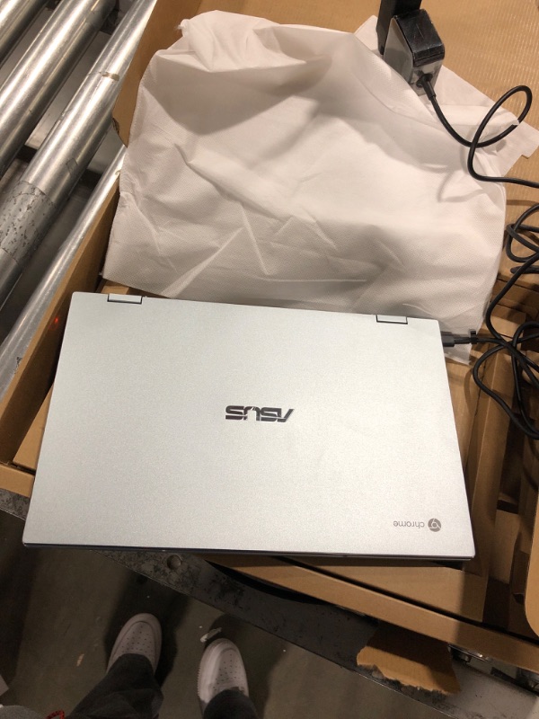 Photo 3 of ASUS Chromebook Flip C433 2 in 1 Laptop, 14" Touchscreen FHD NanoEdge Display, Intel Core m3-8100Y Processor, 8GB RAM, 64GB eMMC Storage, Backlit Keyboard, Silver, Chrome OS, C433TA-AS384T
