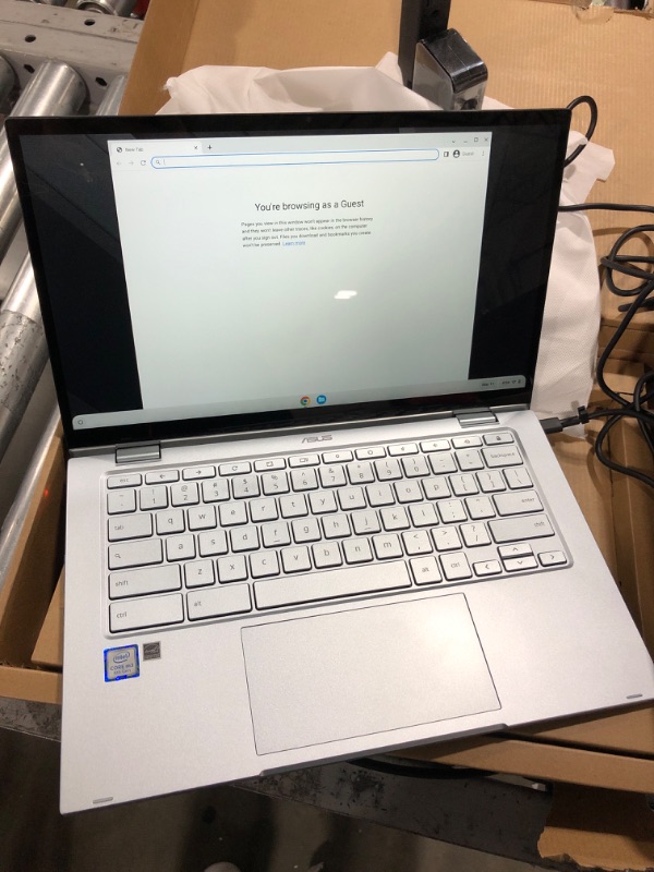 Photo 2 of ASUS Chromebook Flip C433 2 in 1 Laptop, 14" Touchscreen FHD NanoEdge Display, Intel Core m3-8100Y Processor, 8GB RAM, 64GB eMMC Storage, Backlit Keyboard, Silver, Chrome OS, C433TA-AS384T
