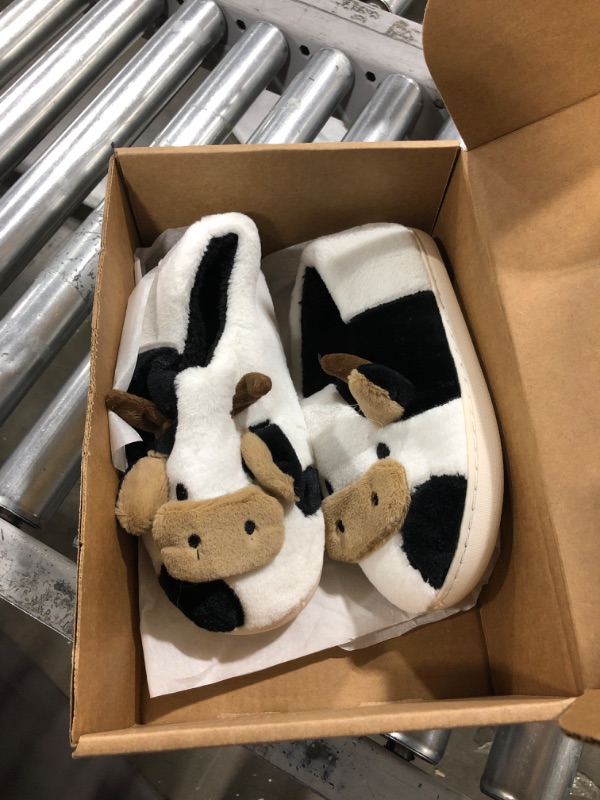 Photo 2 of 7.5-8.5 WOMEN NZFUN Cow Slippers for Women and Men, Fluffy Cute Cozy Cartoon Cow Cotton House Slipper Womens Milky Cows Animal Preppy Funny Furry Kawaii Bedroom Pillow Cloud Slippers for Women Indoor and Outdoor
