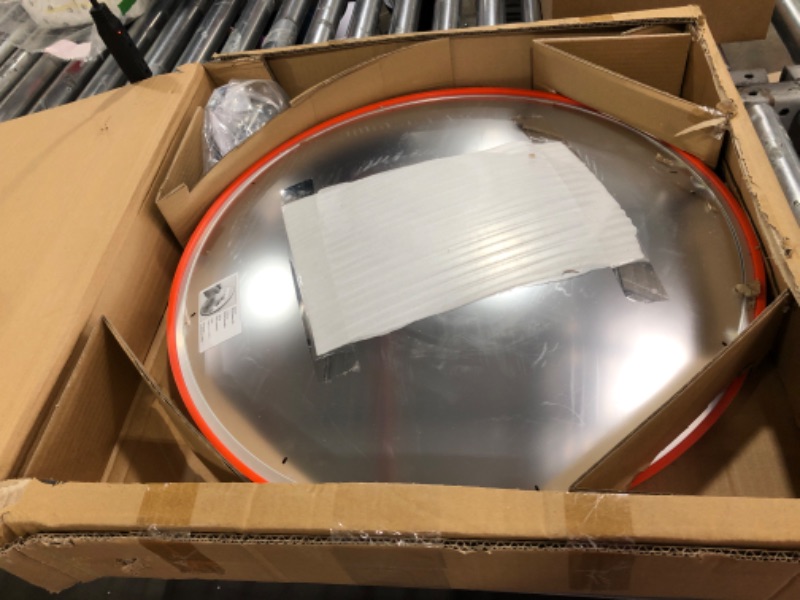 Photo 1 of Convex Traffic Mirror 24" for Driveway, Warehouse and Garage Safety or Store and Office Security, with Adjustable Wall Fixing Bracket to Eliminate Blind Spots and Corners Indoor and Outdoor 24" Diameter Orange