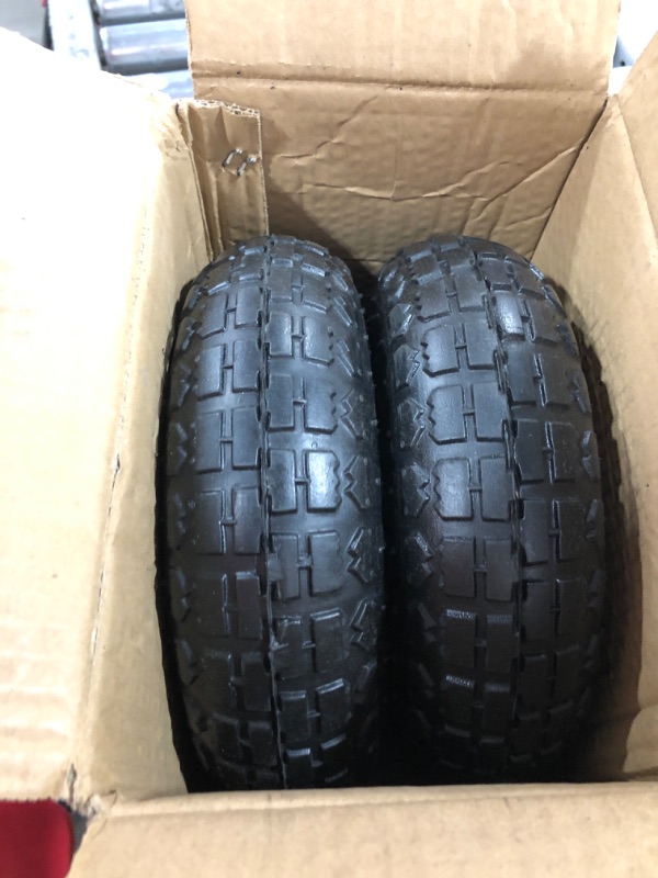 Photo 2 of 2 Pack 4.10/3.50-4" Pneumatic Air Filled Heavy-Duty Wheels/Tires,10" All Purpose Utility Wheels/Tires for Hand Truck/Gorilla Utility Cart/Garden Cart,5/8" Center Bearing,2.25" Offset Hub…
