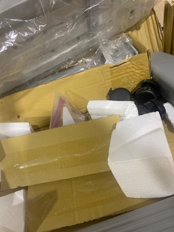 Photo 1 of Vaunn Medical Adjustable Overbed Bedside Table with Wheels (Hospital and Home Use), New Tabletop Light Gray