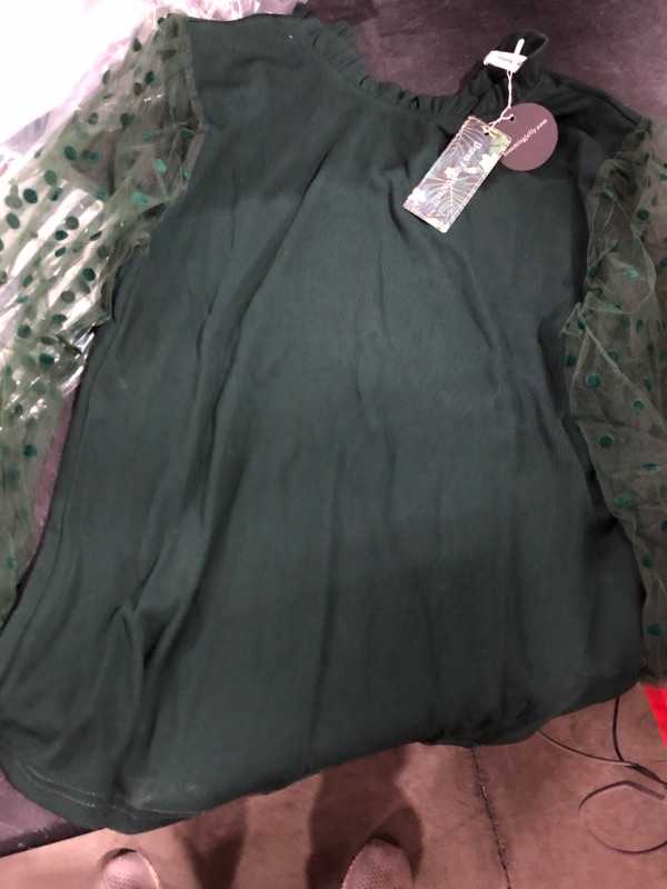 Photo 1 of BLOOMINGJELLY GREEN LONG SLEEVE BLOUSE LARGE