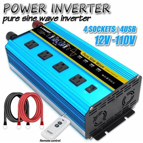 Photo 1 of Lvyuan 3000 Watts Pure Sine Wave Power Inverter DC 12V To AC 110V 120V Converter 4Usb 4AC LCD Remote Control
