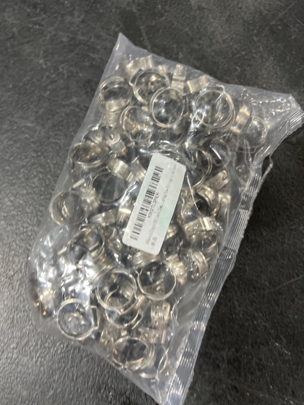 Photo 2 of 100pcs 1/2 Inch PEX Cinch Clamp Rings, 304 Stainless Steel Cinch Crimp Rings Pinch Clamps for PEX Tubing Pipe Fitting Connections*