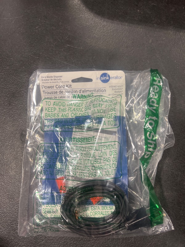 Photo 1 of InSinkErator Garbage Disposal Power Cord Kit, CRD-00 , Black, Pack of 1