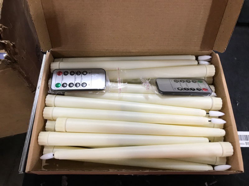 Photo 1 of 20 Pack Flameless Taper Candles with 2 Remote, Flickering LED Taper Candles Realistic Ivory Faux Wax Candles Light Battery Operated for Wedding Thanksgiving Christmas Party Valentines Decorations