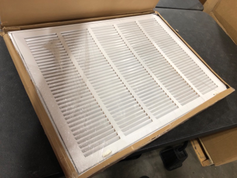 Photo 2 of 25" X 18" Steel Return Air Filter Grille for 1" Filter - Easy Plastic Tabs for Removable Face/Door - HVAC DUCT COVER - Flat Stamped Face -White [Outer Dimensions: 26.75w X 19.75h]