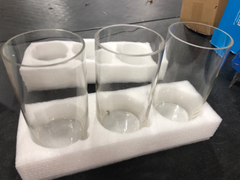 Photo 1 of 3 Pack Clear Glass Cylinder Vases, Table Flowers Vase,for Wedding Decorations and Formal Dinners (8 Inch) 8 Inches Height