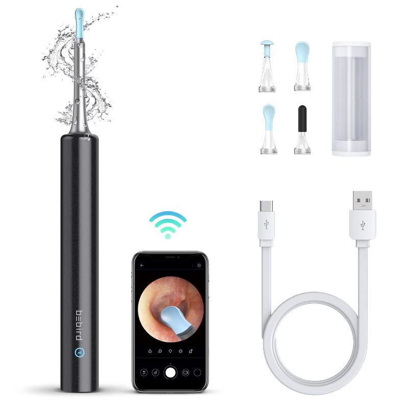 Photo 1 of Bebird Ear Wax Removal, Smart Ear Cleaner Earwax Removal Kit with 4 Pcs Ear Spoons, IP67 Waterproof Ear Cleaner Camera for iPhone, iPad, and Android Smart Phones (C3, Black)