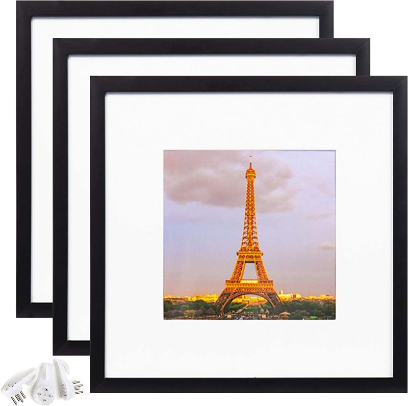 Photo 1 of (3 pc) upsimples 8x8 Picture Frame Made of High Definition Glass, Display Pictures 5x5 with Mat 