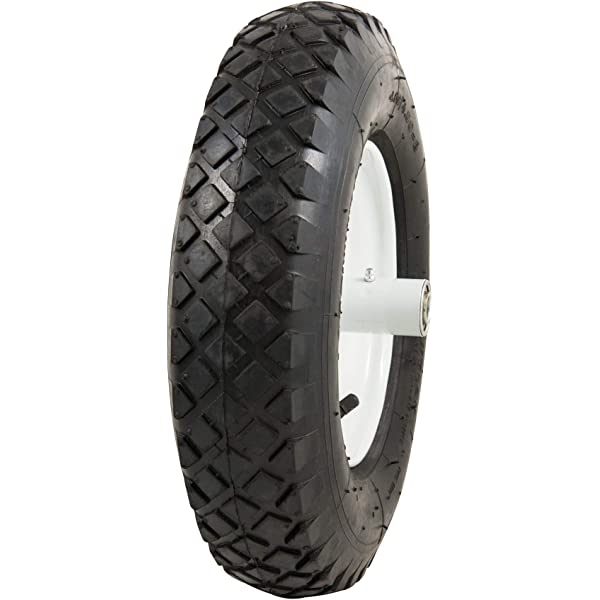 Photo 1 of 10" Flat Free Tires Solid Non-inflated Tires Wheels, 4.10/3.50-4 Tire with 5/8 Ball Bearings, 2.24" Offset Hub for Wheelbarrow