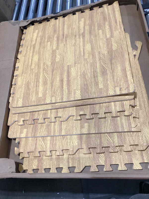 Photo 2 of  Interlocking Floor Mat - Wood Grain Print - 6 Pack
