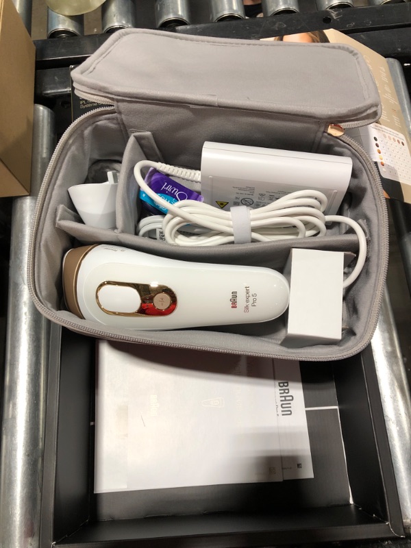 Photo 3 of Braun IPL Hair Removal for Women and Men, New Silk Expert Pro 5 PL5157, for Body & Face, Long-lasting Hair Removal System, Alternative to Salon Laser Hair Removal, with Venus Razor, Pouch - open box for photos - 
