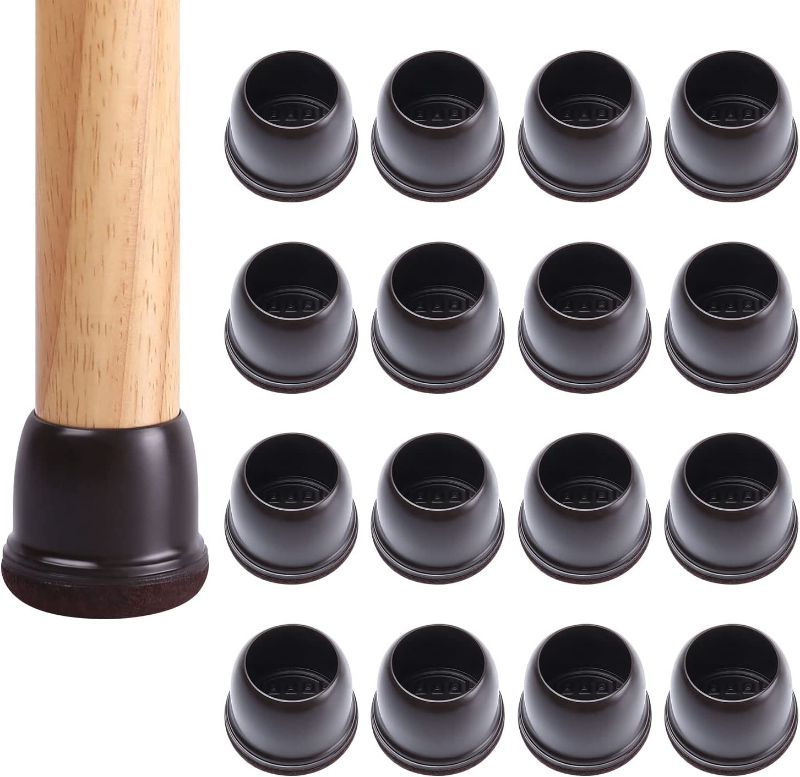 Photo 2 of 24 PC Chair Leg Protectors for Hardwood Floors with Felt, Chair Leg Caps, Chair Leg Covers, Felt Furniture Pads, Floor Protectors for Chairs, Bar Stool Leg Protectors (Dark Brown, Fit: 1.1-1.3")
