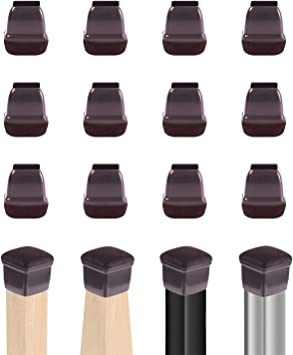 Photo 1 of 24 PCS Extra Small Square Chair Leg Floor Protectors, Rubber Chair Leg Caps with Wrapped Felt, Floor Protectors for Chairs, Chair Leg Covers, Chair Leg Socks No Scratches, (Fit 0.5-0.8", Dark Brown)
