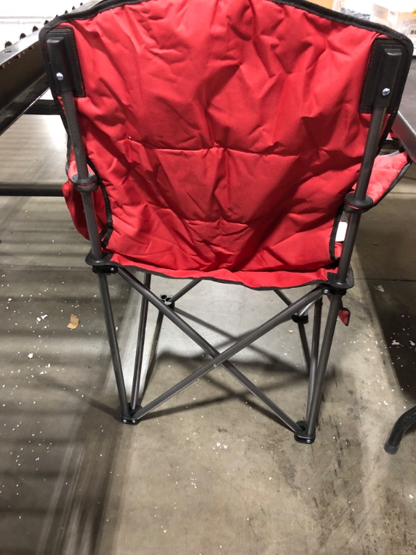 Photo 3 of KingCamp Camping Chair for Adults Folding Chair Oversized Heavy Duty 300lbs Camp Chair Full Padded Outdoor Portable Chair with Cooler Bag Cup Holder Side Pocket for Patio Lawn Fishing Picnic Sports RED