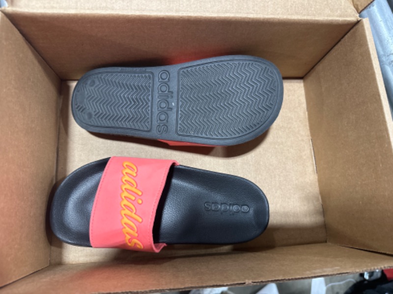 Photo 2 of adidas Women's Adilette Slides 5 Acid Red/Flash Orange/Core Black