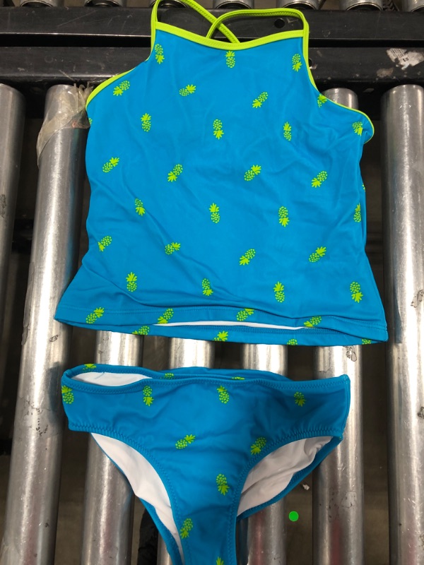 Photo 2 of Amazon Essentials Girls and Toddlers' 2-Piece Tankini Set Medium Aqua Blue, Pineapple