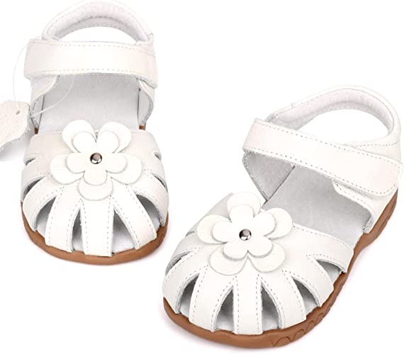 Photo 1 of Femizee Girls Genuine Leather Soft Closed Toe Princess Flat Shoes Summer Sandals(Toddler/Little Kid) - Size 21
